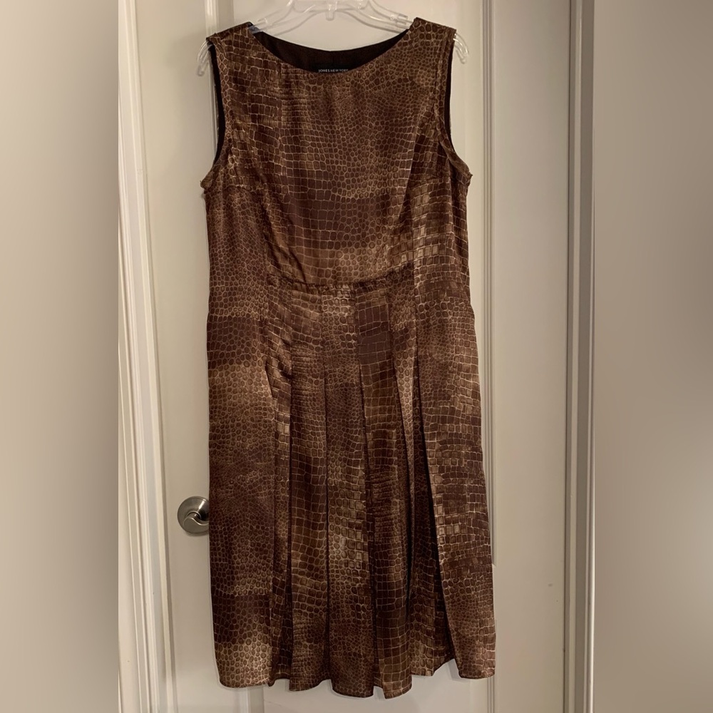 Jones New York Brown Snake Print Sleeveless Dress
